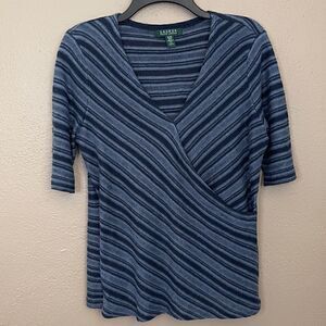 Lauren Ralph Lauren Linen Wrap Top Size M